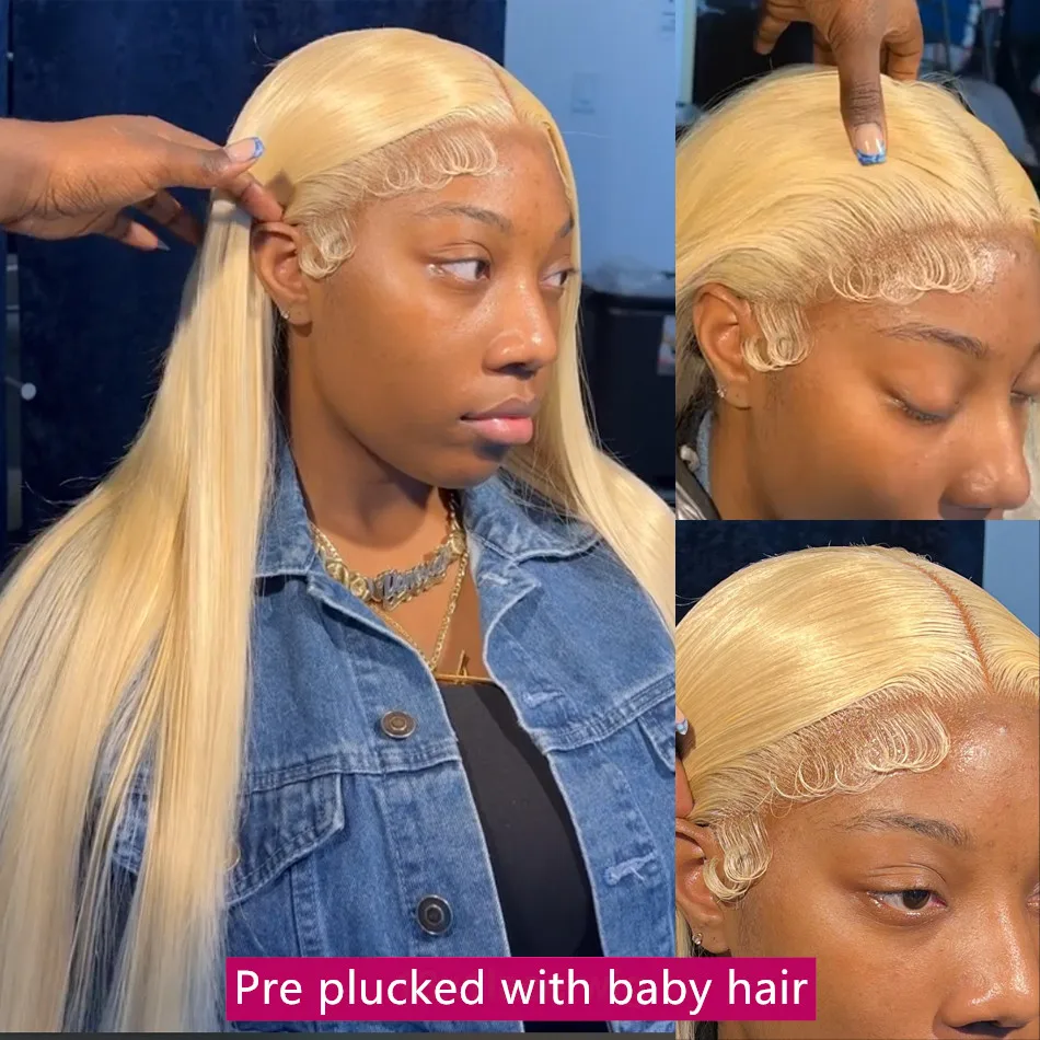 Прямой 613 медово-светлый парик на сетке спереди человеческие волосы бразильские