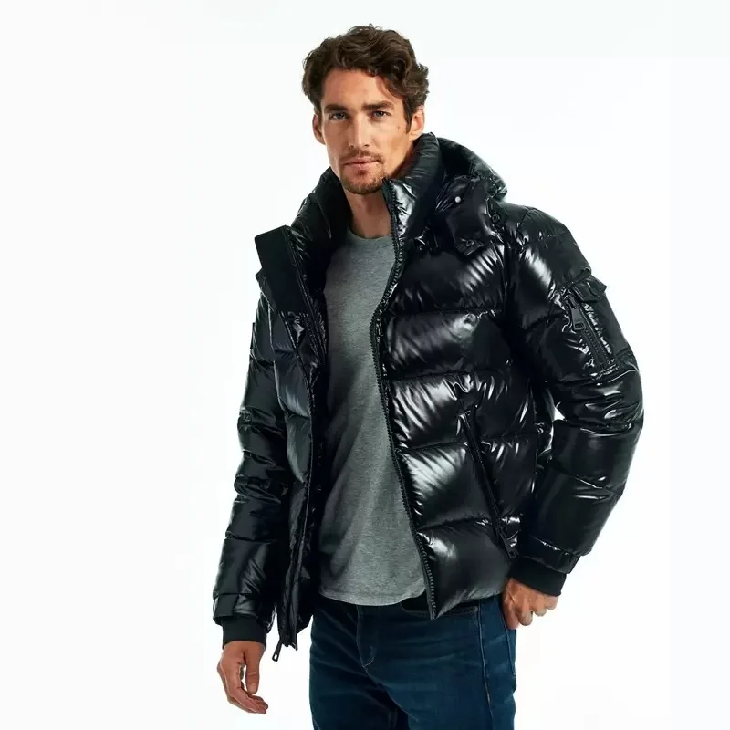 Trendy Women Glossy Thicken Down Coats For Men Winter Warm Windproof Casual Hooded Outerwear Couples Bread Puffer Jackets D5R113