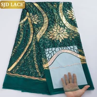 sjd lace green african lace fabric with sequins wedding party dress material high quality french nigerian mesh lace fabric a2857