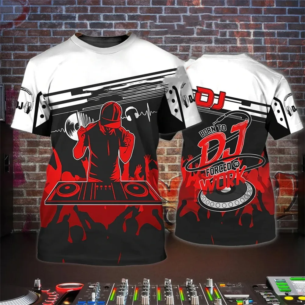 Summer Street DJ Rock Music T-shirt For Men Leisure O-neck Short Sleeve Tees Fashion Hip Hop Harajuku Oversized top