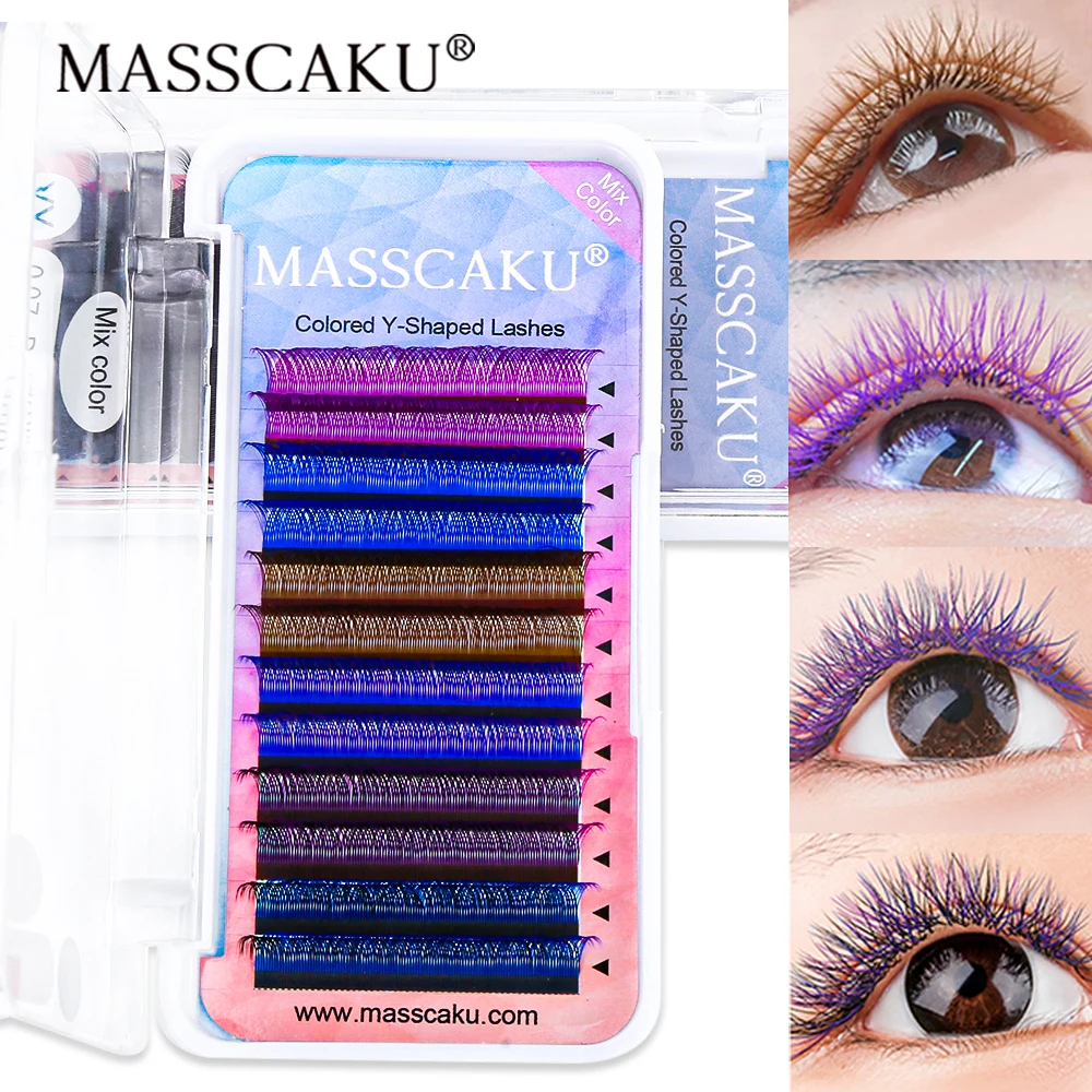 Ed Lashes Y Shape Two Tips Colorful Premium Yy Design Fluffy 2d Pre-made Individual Synthetic Lashes