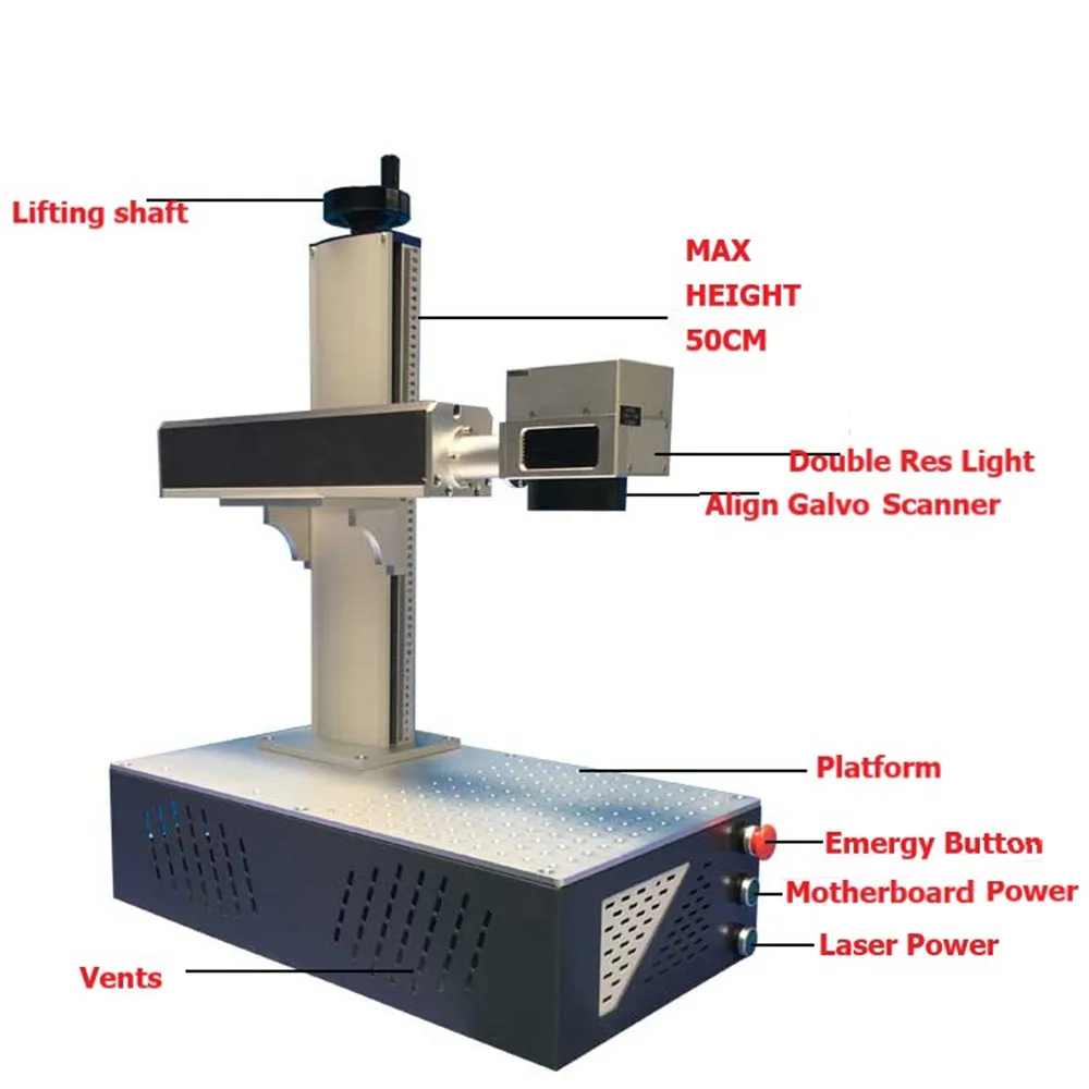 50-ваттная фибро-лазерная маркировочная машина Raycus для ювелирных изделий и металлической гравировки с ротационным столиком для резки картона, серебра, золота. Максимальная мощность: 30 Вт, 20 Вт.