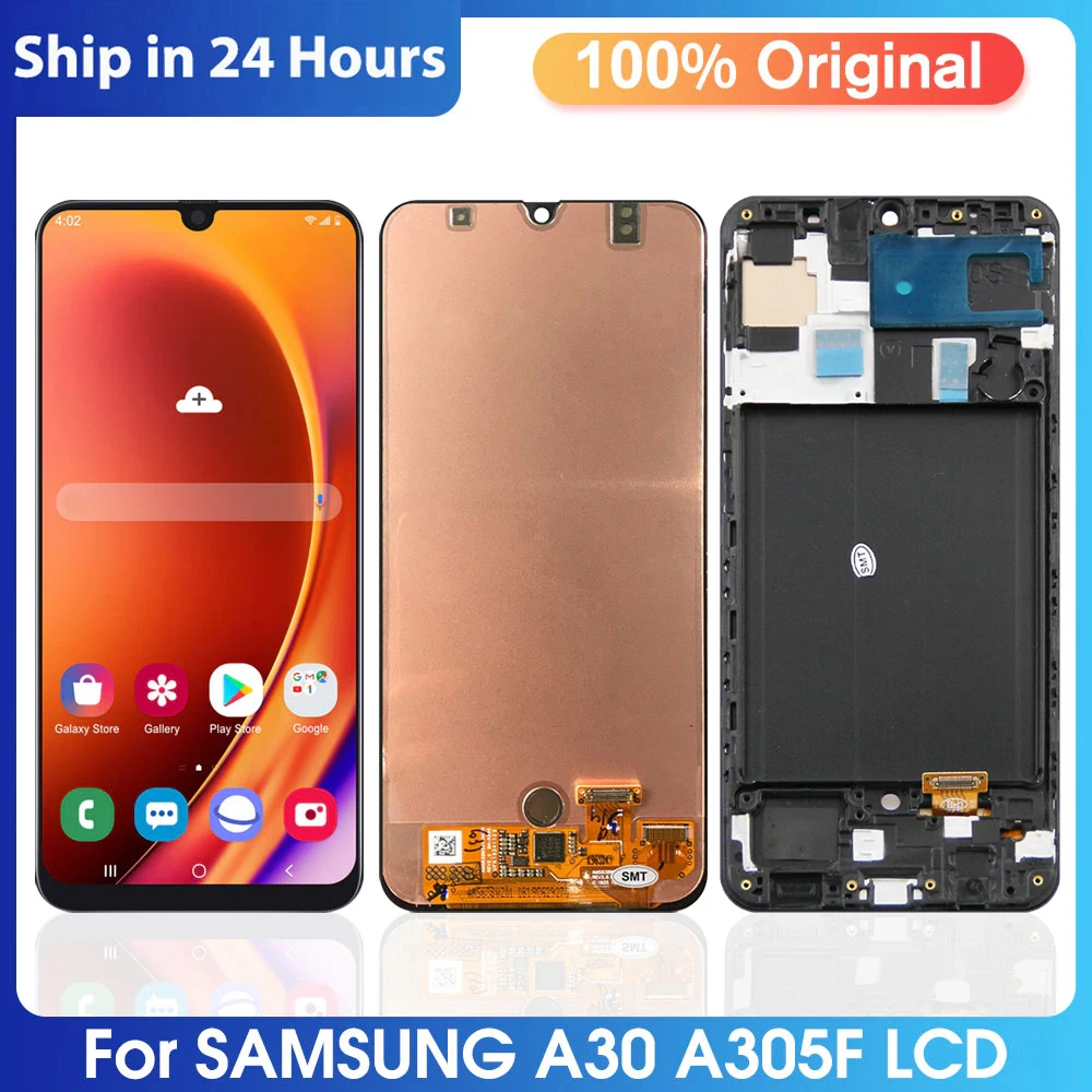 100% Super AMOLED для Samsung Galaxy A30, ЖК-дисплей, сенсорный экран, дигитайзер для Samsung A30, A305, A305F, A305FN, A305G, A3050, экран