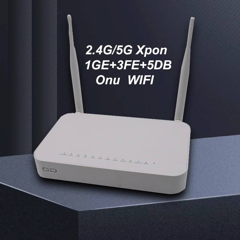 

5pcs 5G XPON ONU 1GE+3FE+5DB WIFI 2.4G&5G Dual Band FTTH Optical fiber ONT English version olt epon gpon without power