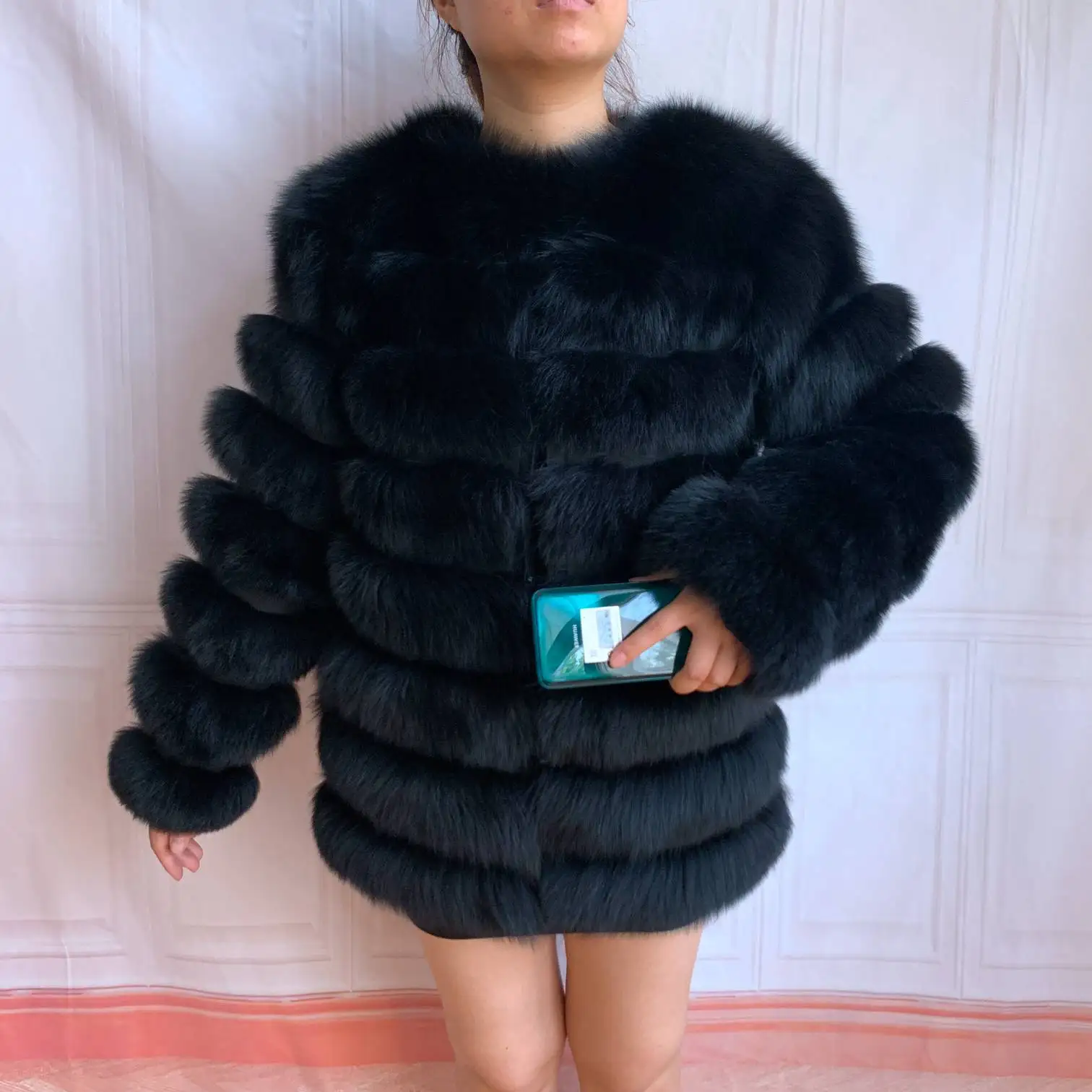 NEW 100% Real fur real fur fox coat outfit long sleeves quality silver fox women winter warm thick natural fox fur coats