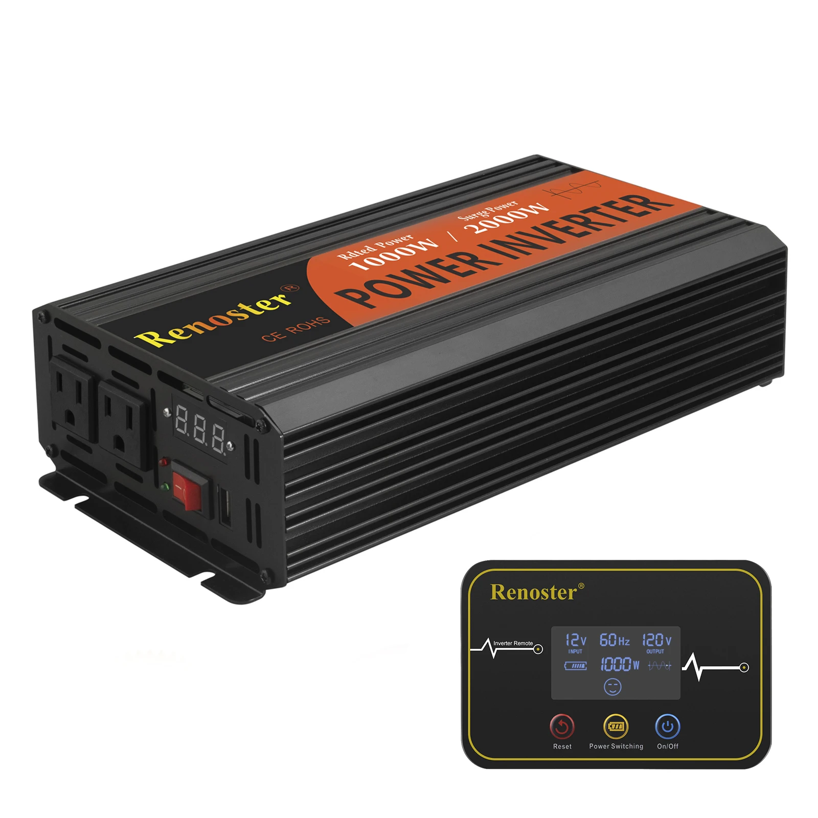 

Pure Sine Wave Inverter 1000W/2000W DC 12V To AC 110V Car Power Inverter Charge Wireless Voltage Transformer Power Converter