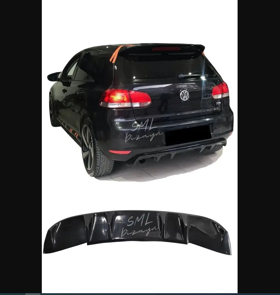 

For Volkswagen Golf 6 Compatible Diffuser Plastic Golf 6 Rieger Rear-Bumper Diffuser Glossy Black - Spoiler Body Kit Wings Auto