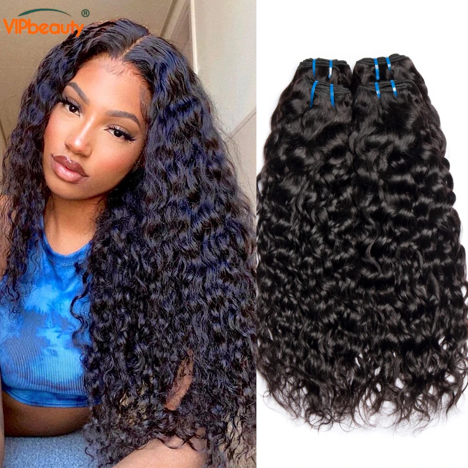 

Water Wave Bundles Brazilian 10A 100% Human Hair Extensions 8-30 In Raw Virgin Hair 1/3 PC Deal Wet And Wavy Curly Hair Bundles