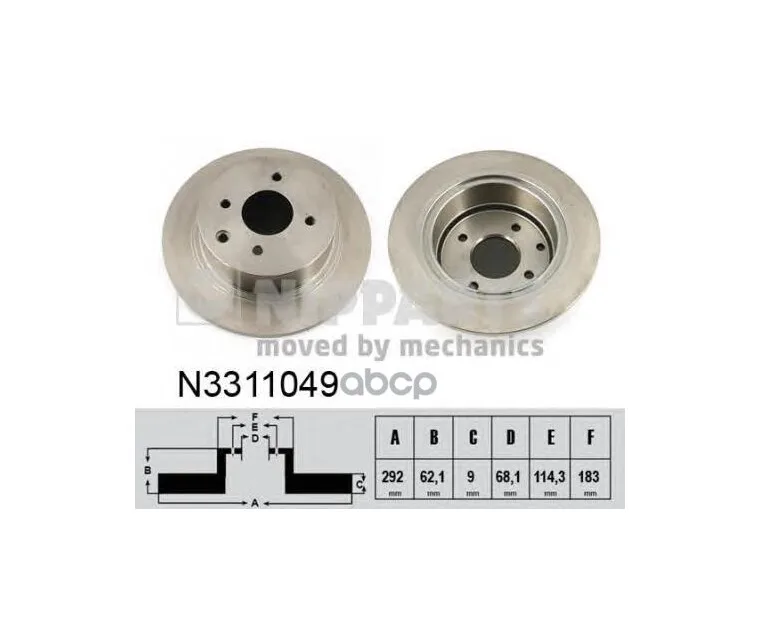 Торм.диск Зад.[291X9] 4 Отв. Nipparts арт. N3311049