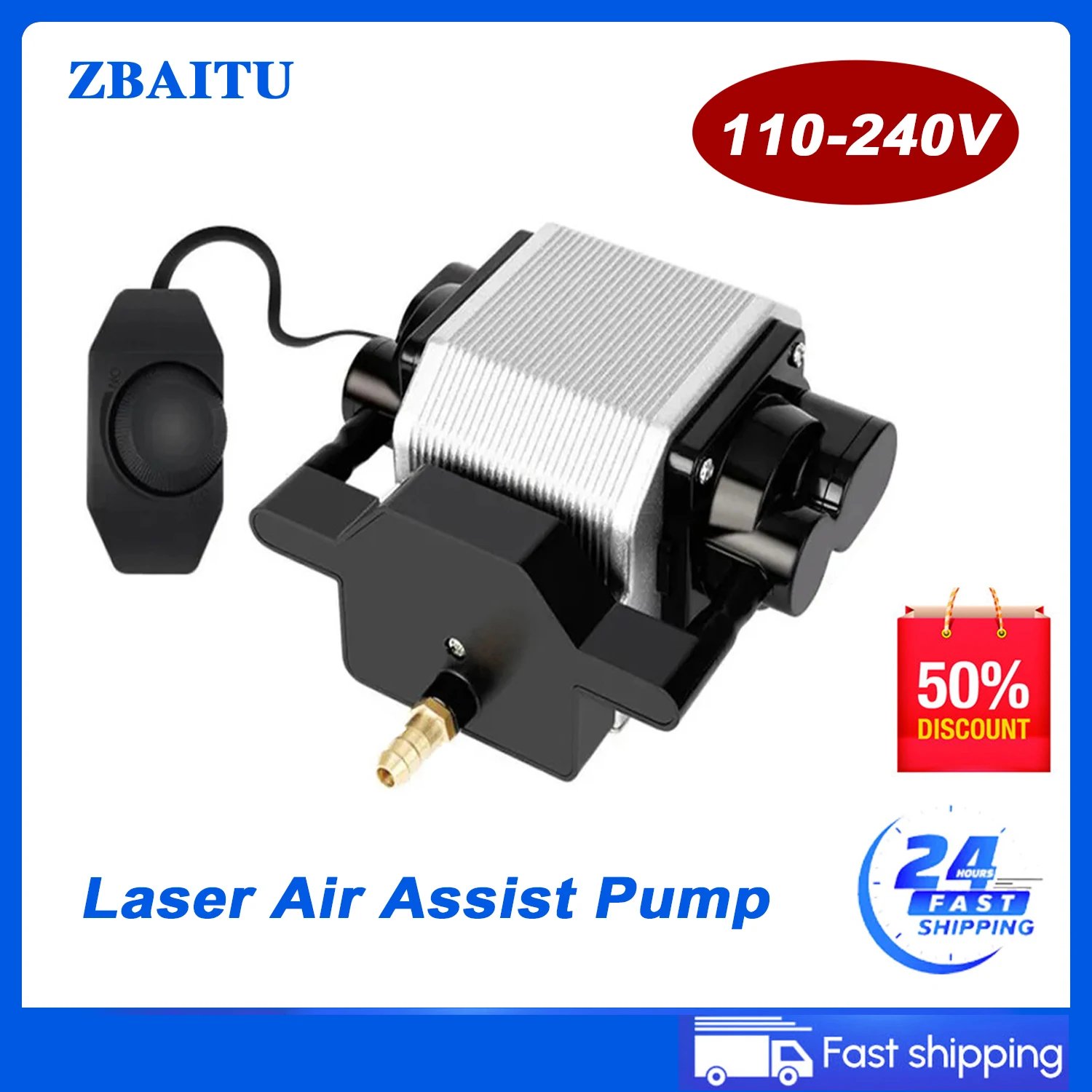 

Air Assist Pump Compressor Kit Tools for All Laser Cutter and Engraver Adjustable 30L/Min for CNC Cutting Engraving Machines