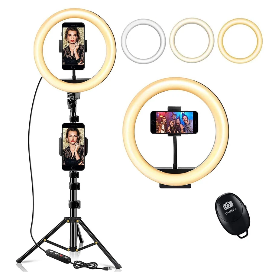 

10" Selfie Ring Light with 61" Extendable Tripod Stand & Phone Holder for TikTok,YouTube,Vlog,Live Stream,Video Recording,Makeup