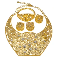 italian big necklace ladies gold jewelry set dubai surround shape fashion trend exquisite earrings bracelet wedding banquet