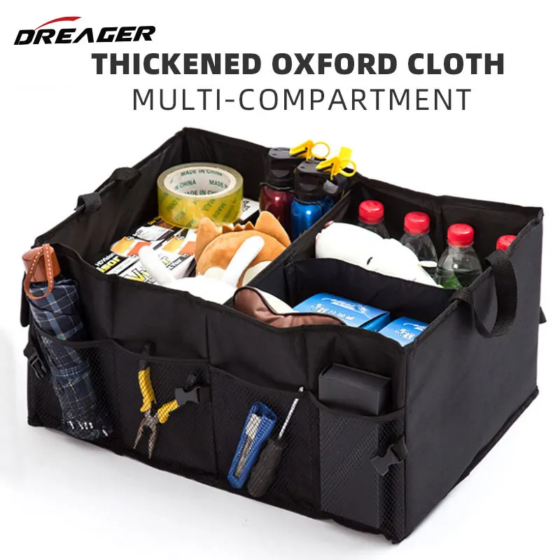 Car Organizer Trunk Storage Bag With Cooler Large Capacity Thicken Multi-compartment Folding Stowing Tidying Oxford Cloth Portab