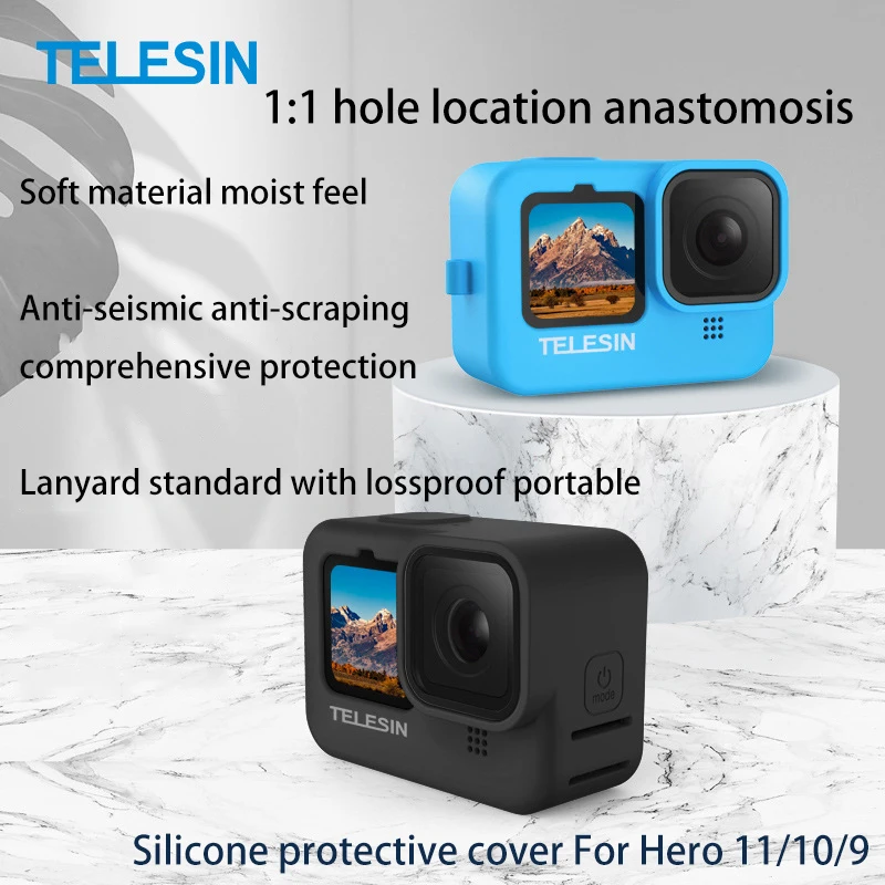 

TELESIN for GoPro 11/10/9 Silicone Protective Set Lens Cover Sports Camera Accessories Partner Rope