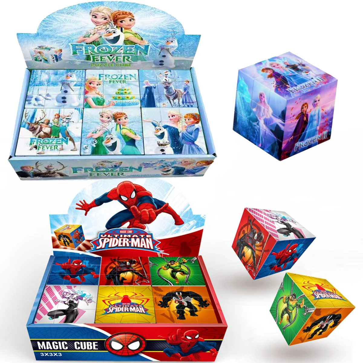 

Disney Frozen Spiderman iron Man Hulk Children's Rubik's Cube Toy Anime Figure Kid Gift Early Education Development Intelligence