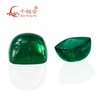 cushion shape flat back cabochon grown hydrothermal emerald green color including minor cracks inclusions loose gem stone