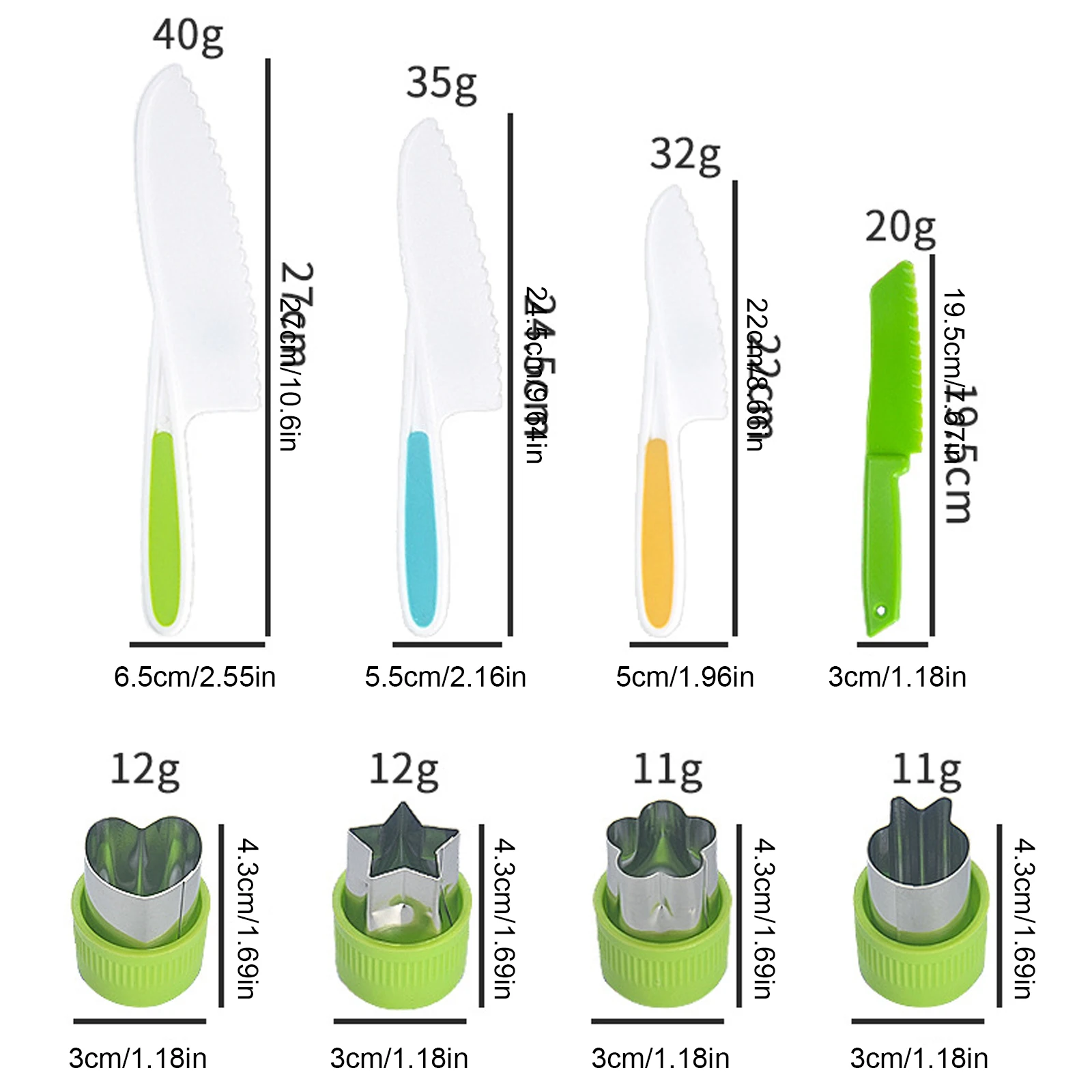 Набор детских кухонных ножей из 13 предметов - Безопасные Монтессори-резаки для