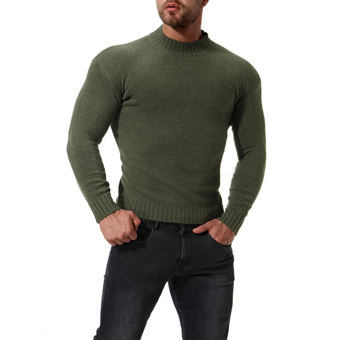 Men Sweater  Autumn New Warm Collar Pullover Casual Sweaters