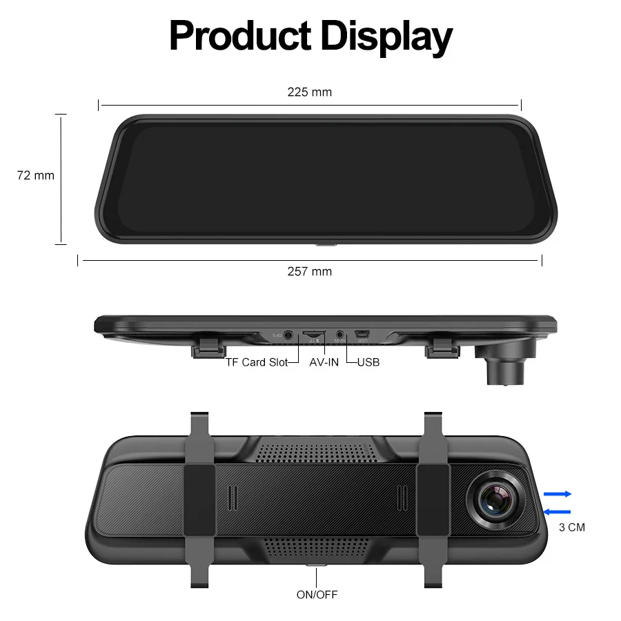 E-ACE A37P Full HD 1080P Автомобильный видеорегистратор с 10-дюймовым двойным объективом 4K