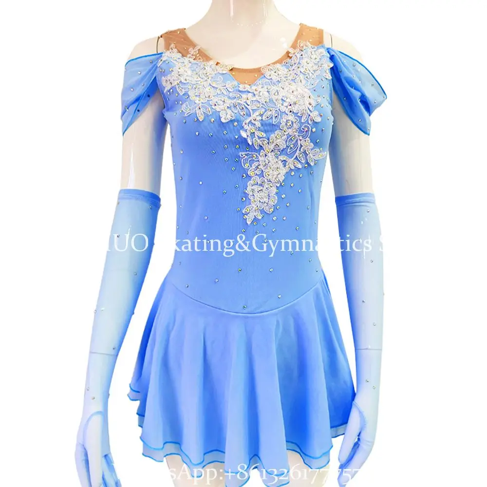 

Ice Figure Skating Dress High Elasticity Skyblue for Women's Girls' Professional Competition Ice Skating Wear