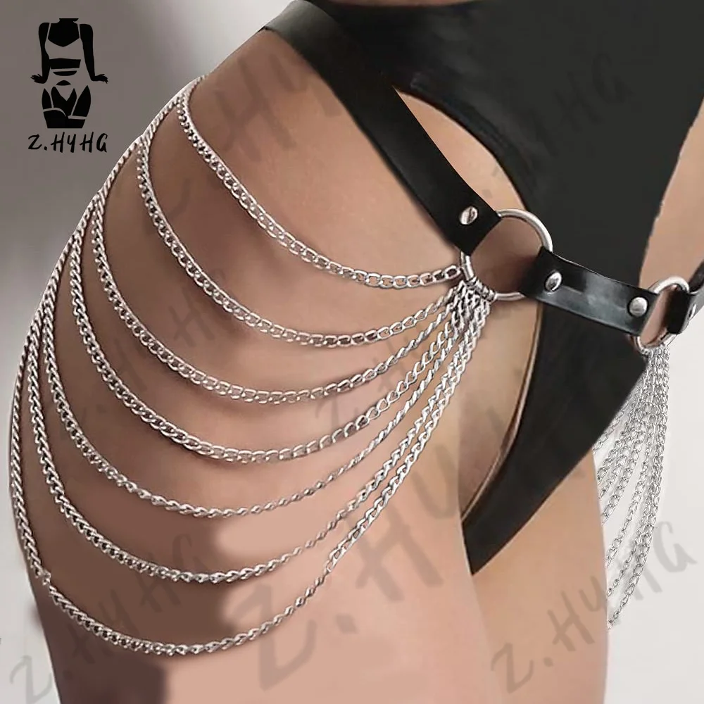 Sexy Harness Bondage For Women Body Chain Lingerie Faux Leather Punk Erotic Adult Bondage Strap Suspender Accessories