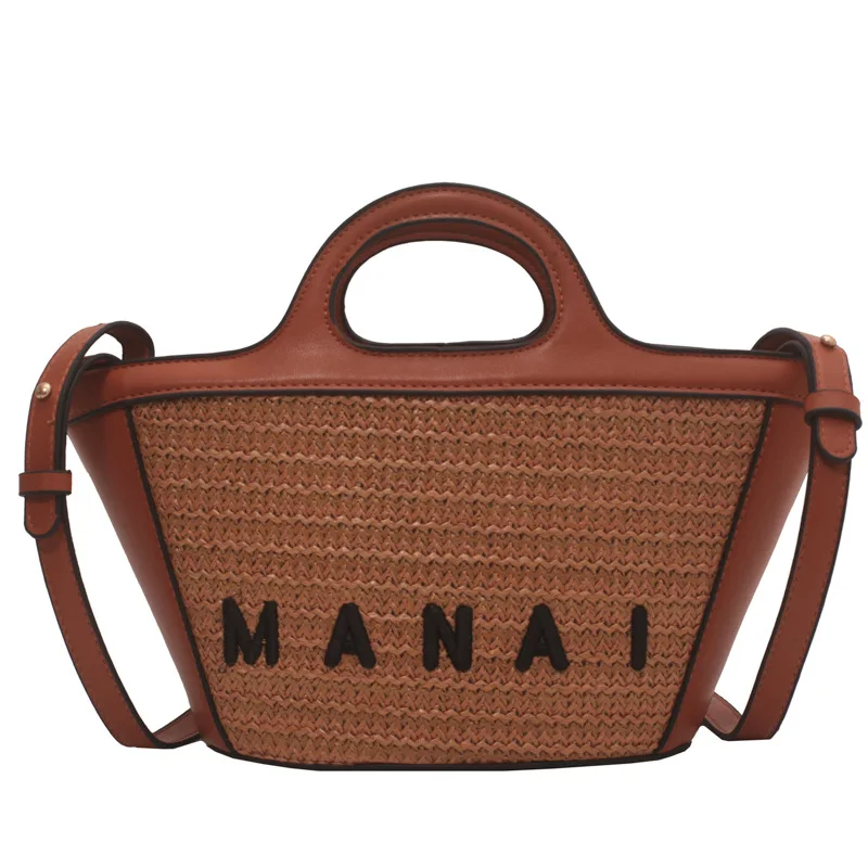 Лидер продаж 2022 модная соломенная сумка-мешок большая сумка на плечо из ротанга