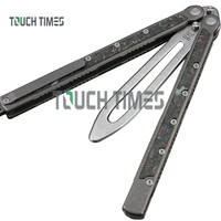 maxace midnightcat shi balisong trainer butterfly knife carbon fiber handle m390 blade bearing system outdoor safe edc