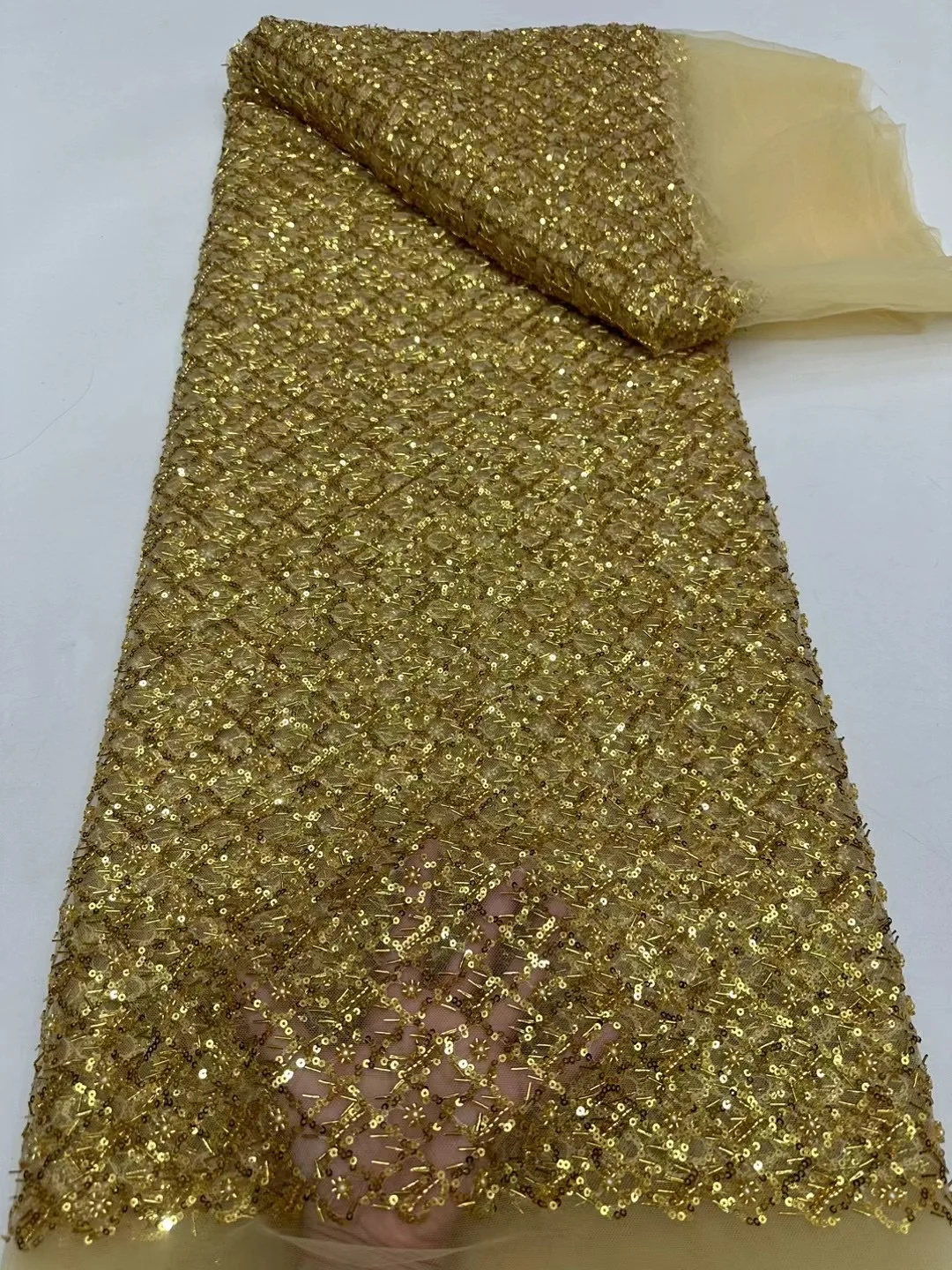 Новинка 2024 африканская кружевная ткань с блестками Высококачественная вышивка 3D