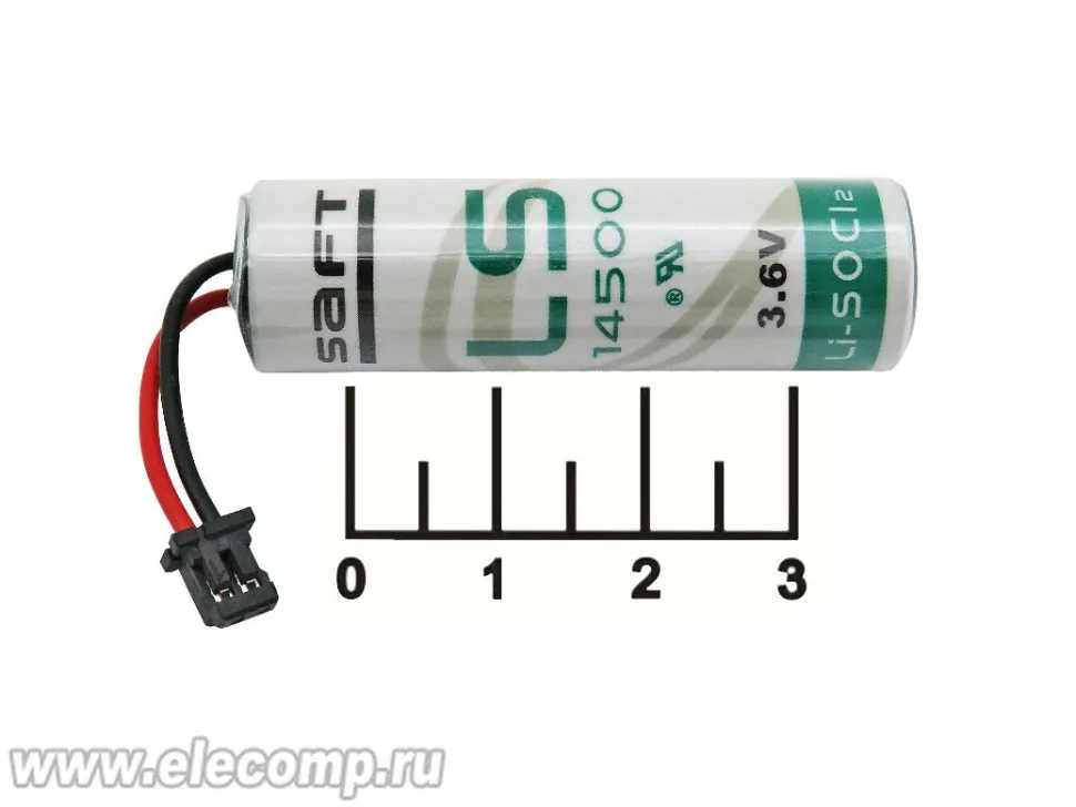 Литиевый элемент AA 3.6V 2.25A LS14500 с разъемом Saft