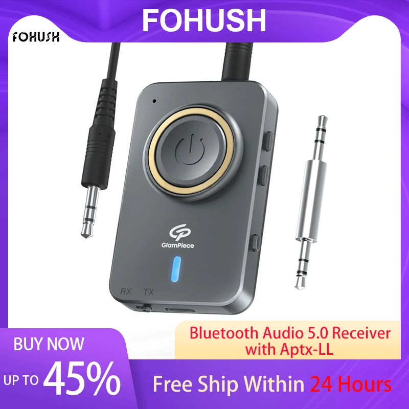 

Приемник Bluetooth Audio 5,0, беспроводной автомобильный адаптер Bluetooth с Aptx-LL, стандартный адаптер для аудио, Автомобильный приемник Bluetooth