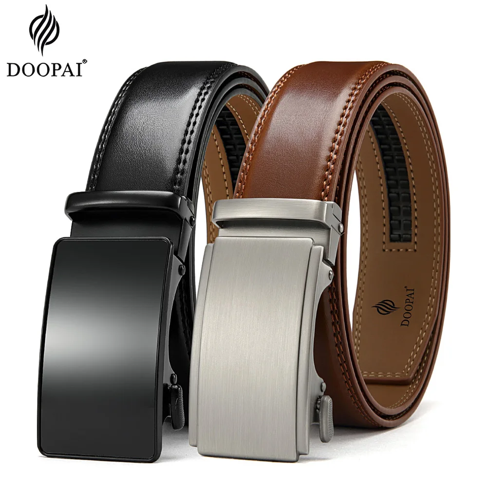 

DOOPAI Belt Male Men's belt Genuine Leather Strap luxury brand Automatic Buckle Belts For Men Belts Cummerbunds cinturon hombre