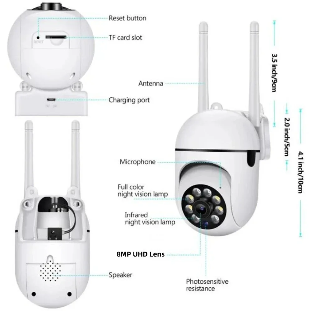 IMX415 8MP 4K Surveillance Camera 5G WiFi PTZ IR Full Color Night Vision Security Protection Home Motion IP Webcam NVR Camera images - 6