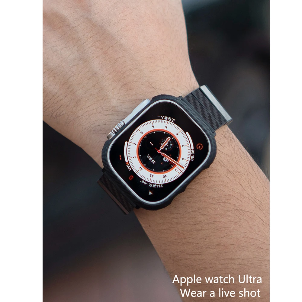 100% Carbon Fiber For Apple Watch Ultra Modified 49mm Luxury Detachable Adjustable Comfortable Case+Strap Package