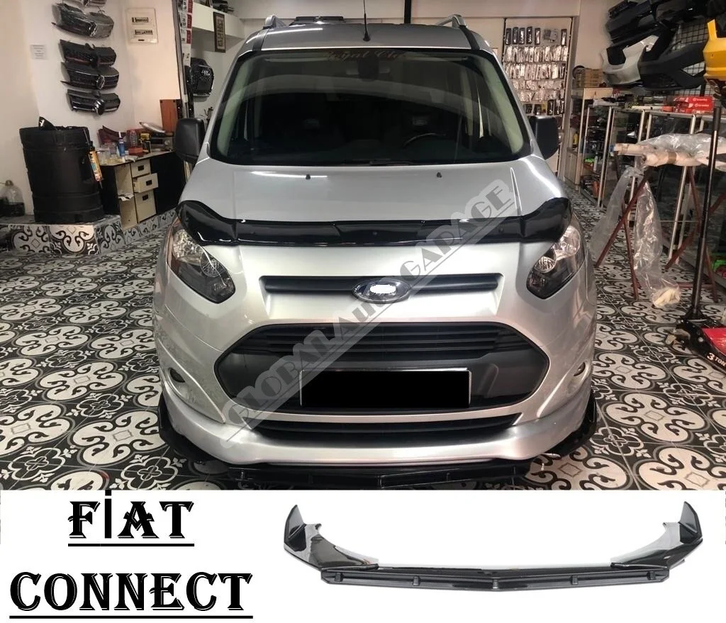 

For Ford Connect Front Bumper Attachment Lip 2003-2020 Piano Glossy Black Splitter Diffuser Universal Spoiler Bumper Mud Flaps