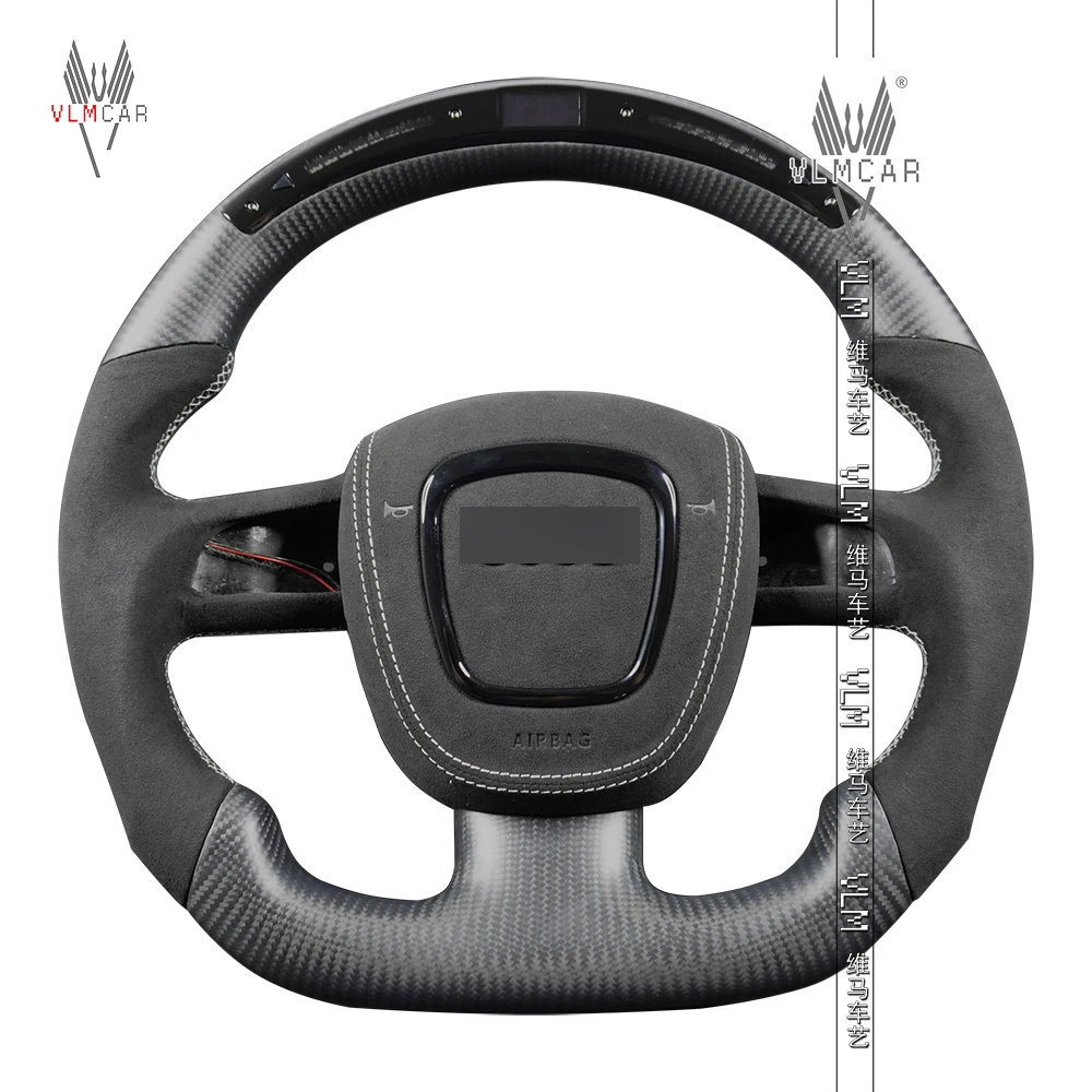 

VLMCAR Private Custom Matte Carbon Fiber Steering Wheel For Audi A4 RS4 S4 Car Accessories Led Display Flat Bottom
