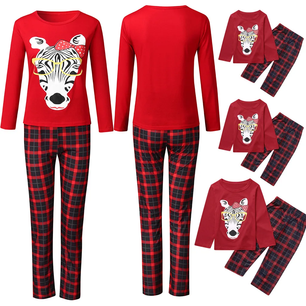 

Wholesale Xmas Family Matching Pajamas Set New Arrivals 2023 Christmas Cartoon Print Adult Kids 2PCS Cotton Home Sleepwear