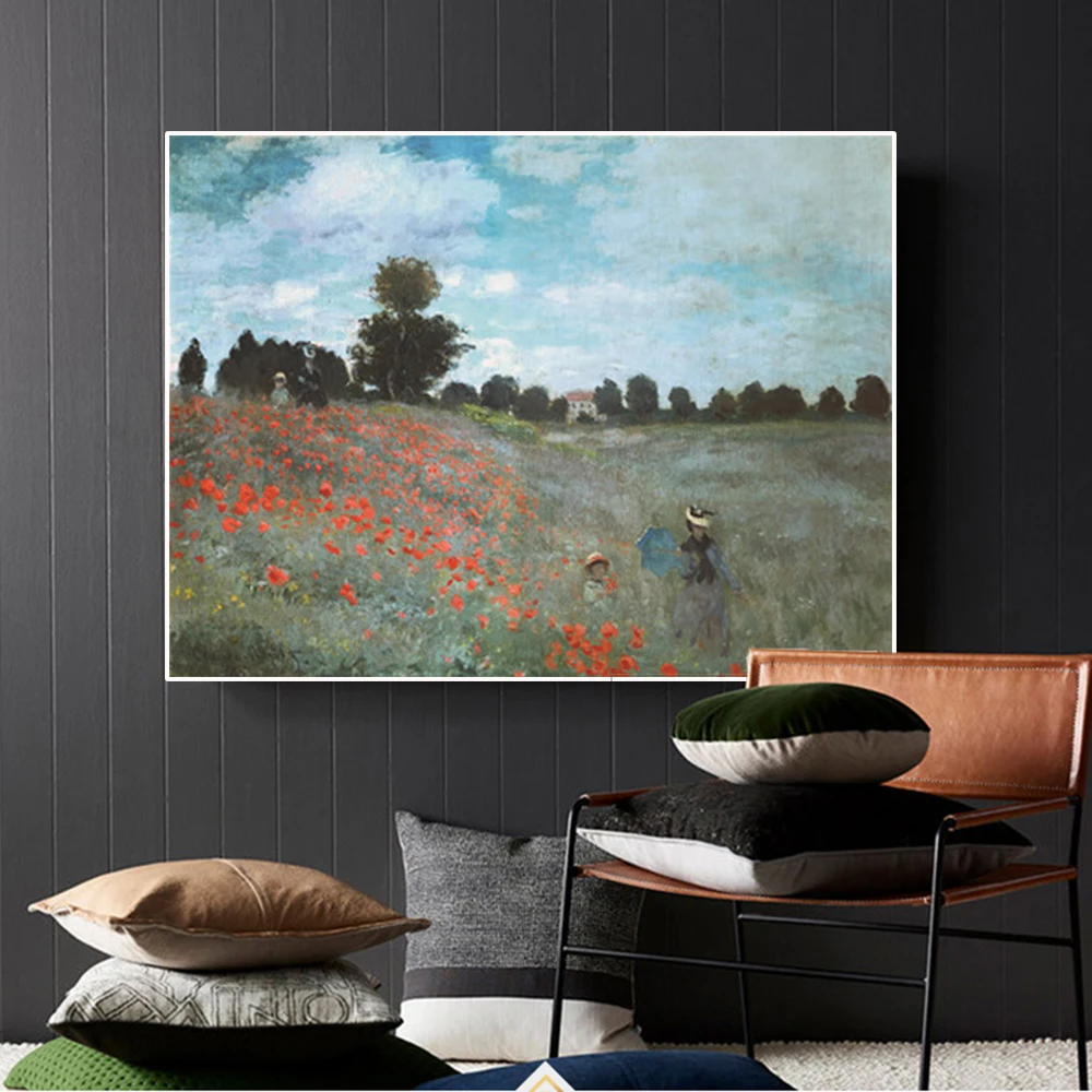 

Impressionist Claude Monet Poplars Poppy Fields Landscape Painting On Canvas Posters And Prints Wall Picture For Living Room