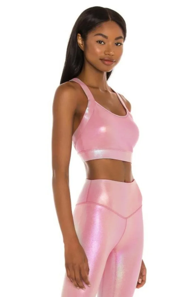 2023 Lastest Design Women Fitness Shinning Up Yoga Fitness Workout Bra and Leggings Set for Women Shinning Fabric Edition