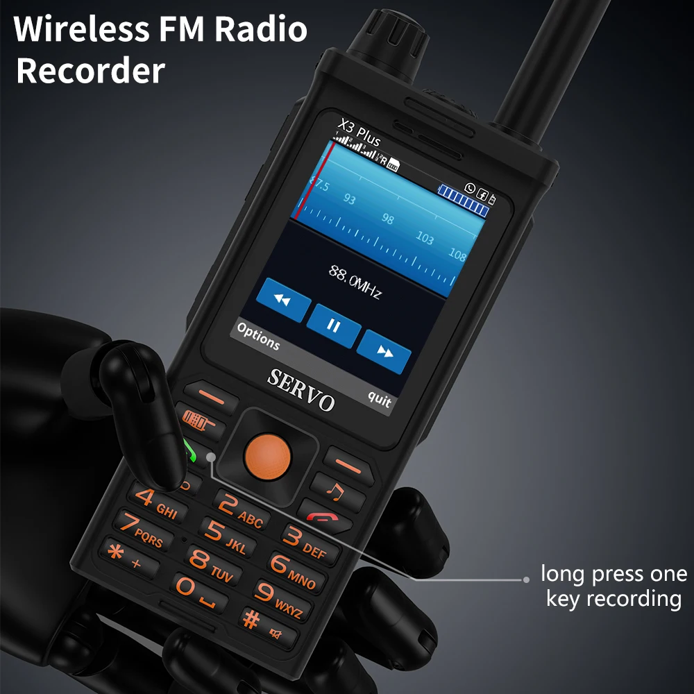 

Servo X3 Plus Walkie Talkie Phone Two Way Radio Mobile Phone 3 Sim Cards Uhf Long Range Power Bank Speed Dial Auto Record Call