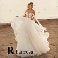 ruhair elegant wedding dresses for women illusion off the shoulder appliques perspective sweetheart custom made robe de mari%c3%a9e