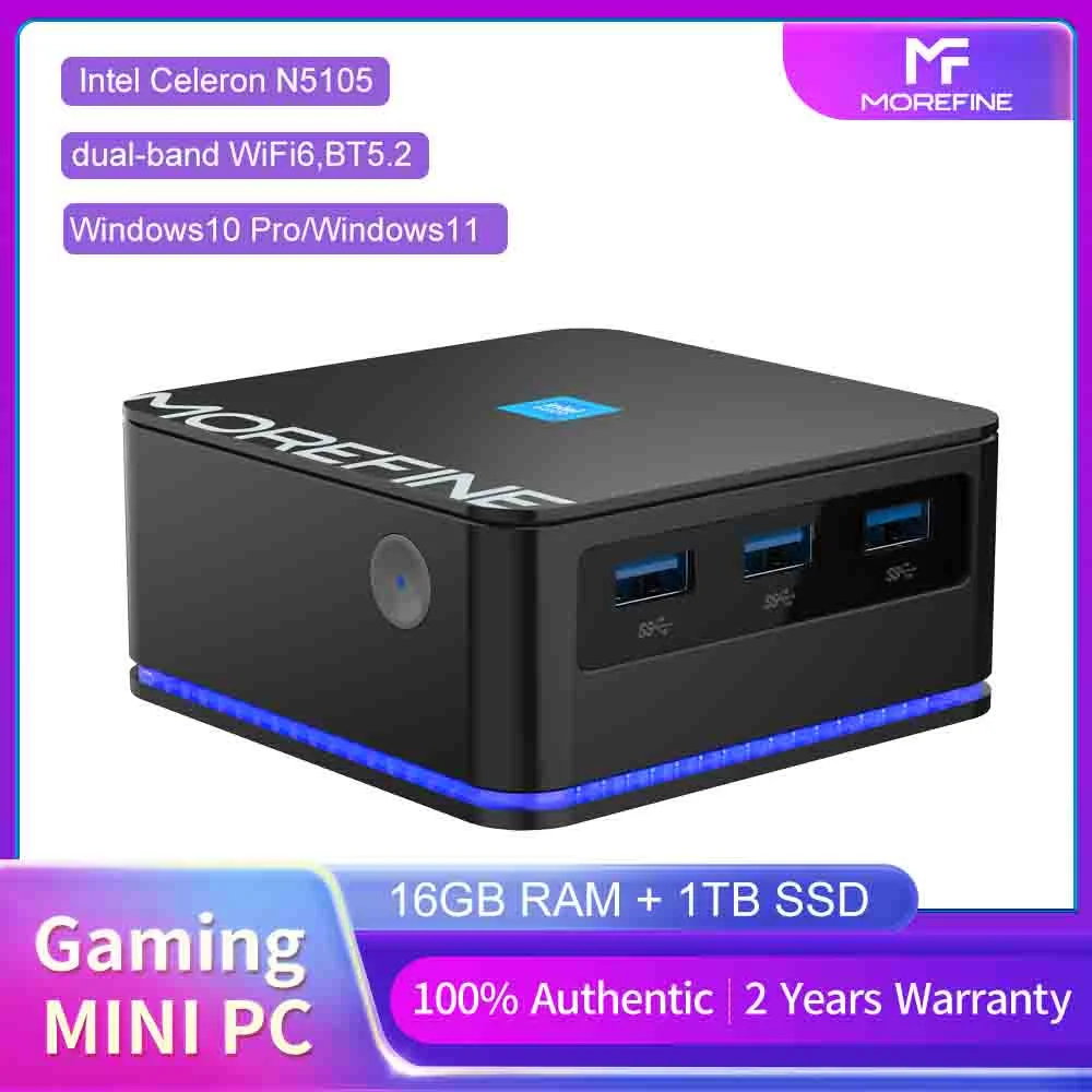 

MOREFINE M8S Mini PC Windows 11 Intel 11th Gen N5105 DDR4 2933MHz Ultra Compact Pocket Computer Dual LAN 3x4K@60Hz WiFi6 BT5.2