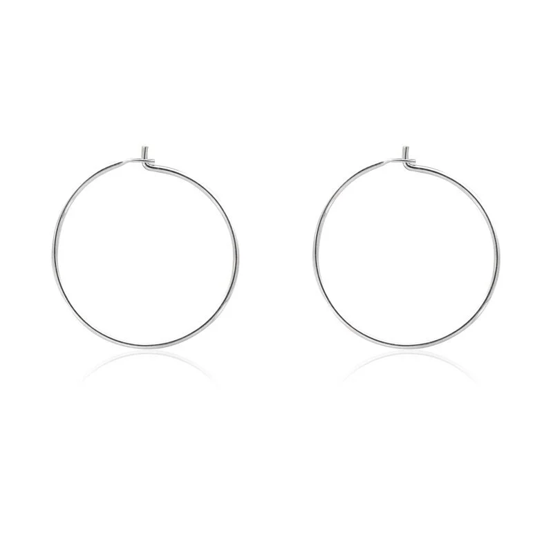 

2pcs 925 Sterling Silver Women Girl Hoop Earring 20mm Findings Component For DIY Handmade Simple Style