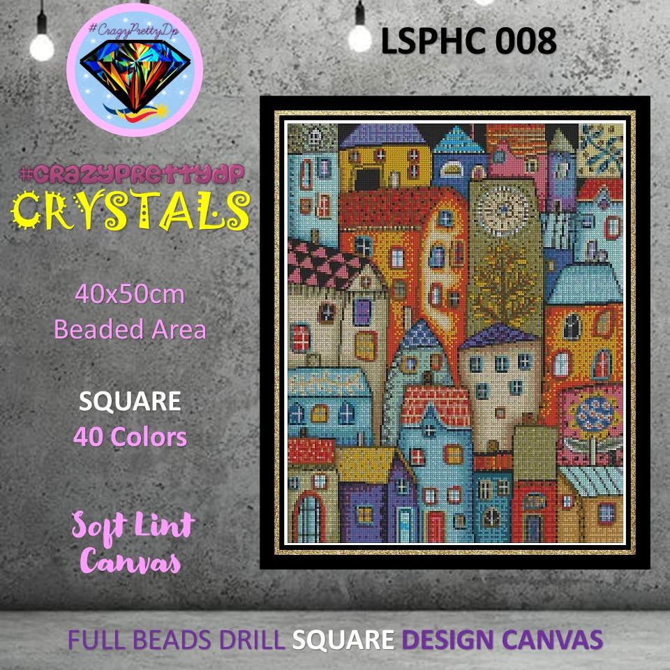 Crazyprettydp алмазная живопись все кристаллы LSPHC 008 городские здания Хрустальный декор