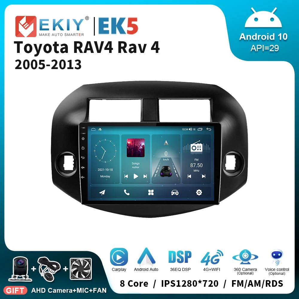 

Автомагнитола EKIY EK5 QLED для Toyota RAV4 Rav 4 2005-2013 Голосовое управление с ии Bluetooth USB видеоплеер Carplay стерео GPS навигация