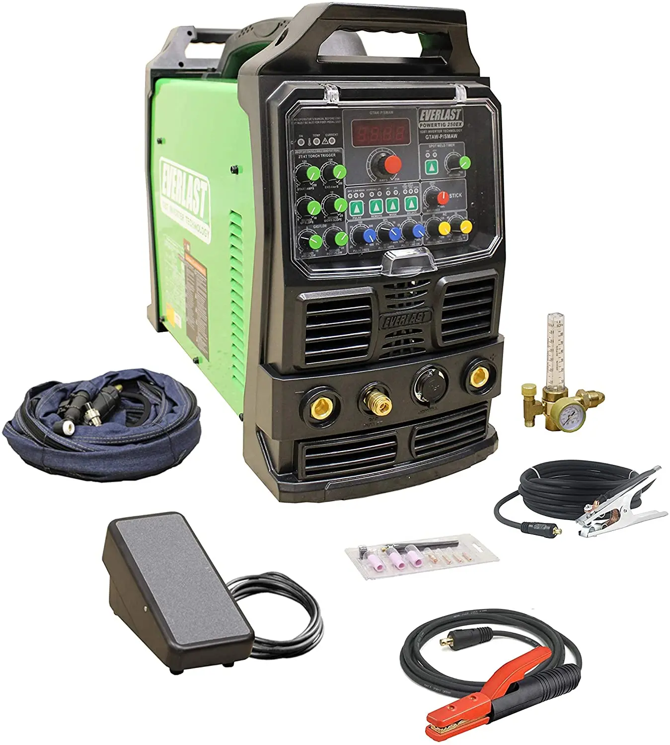 

T LARGE WHOLE 2021 Eve-rla-sts P_owerTIG 255EXT Di_gi_tal AC/DC TIG Stick Pulse Inverter Welder 110v/220v