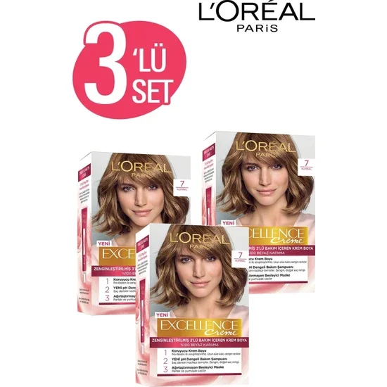 

L'Oréal Paris Excellence Creme Hair Color 7 Auburn Set of 3