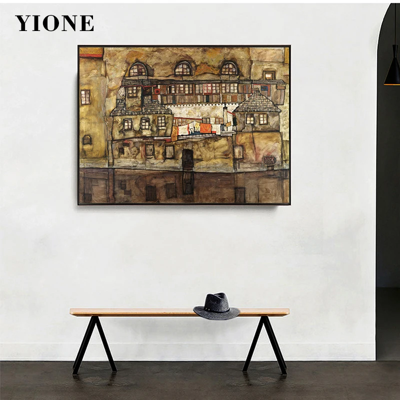 

Vintage House Oil Painting Impressionist European Landscape Canvas Art Poster Print Wall Pictures for Living Room Home Decor