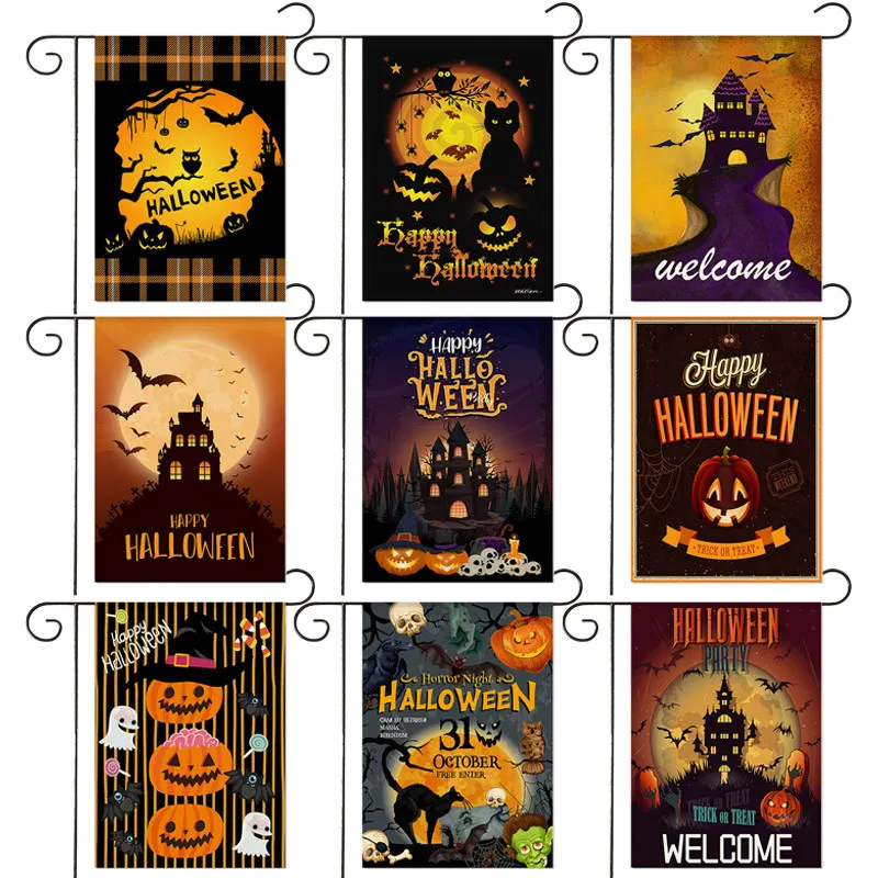 

Halloween Series Garden Banner Bat Castle Pumpkin Moon Night Garden Decoration Banner 30*45cm（11.81IN*17.71IN）