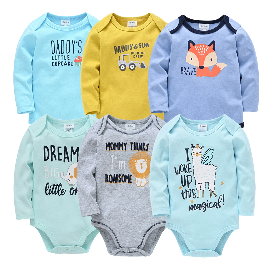 

Kavkas Baby Boy Clothes Newborn Cartoon Printing Blue Jumpsuit Long Sleeve Rompers Playsuits песочники для мальчиков