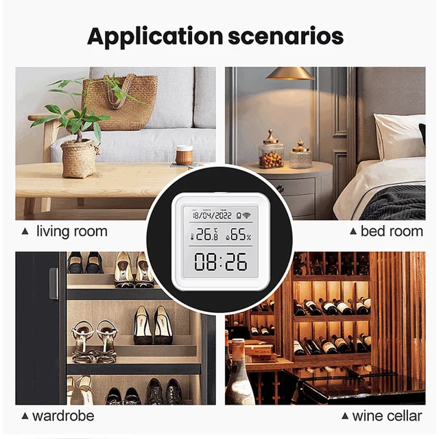 Tuya Smart Temperature And Humidity Sensor APP Remote Monitor For Smart Home SmartLife Work With Alexa Google Assistant WiFi 5
